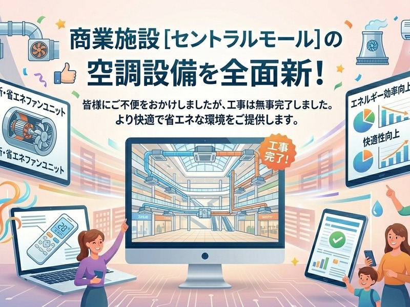 商業施設の空調設備入れ替え工事を承りました。